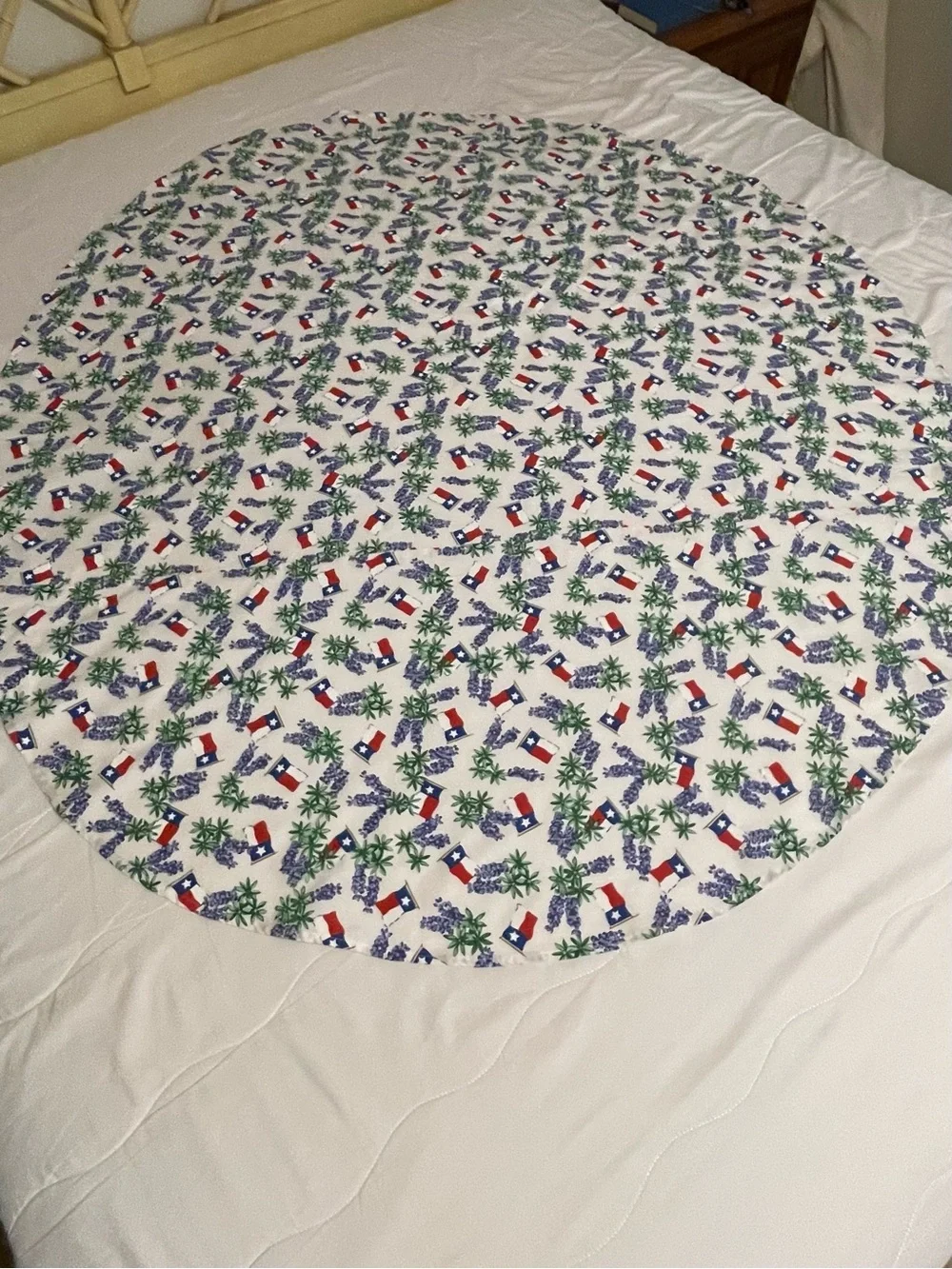 Texas Tablecloth with Texas State Flag and Texas Bluebonnets
